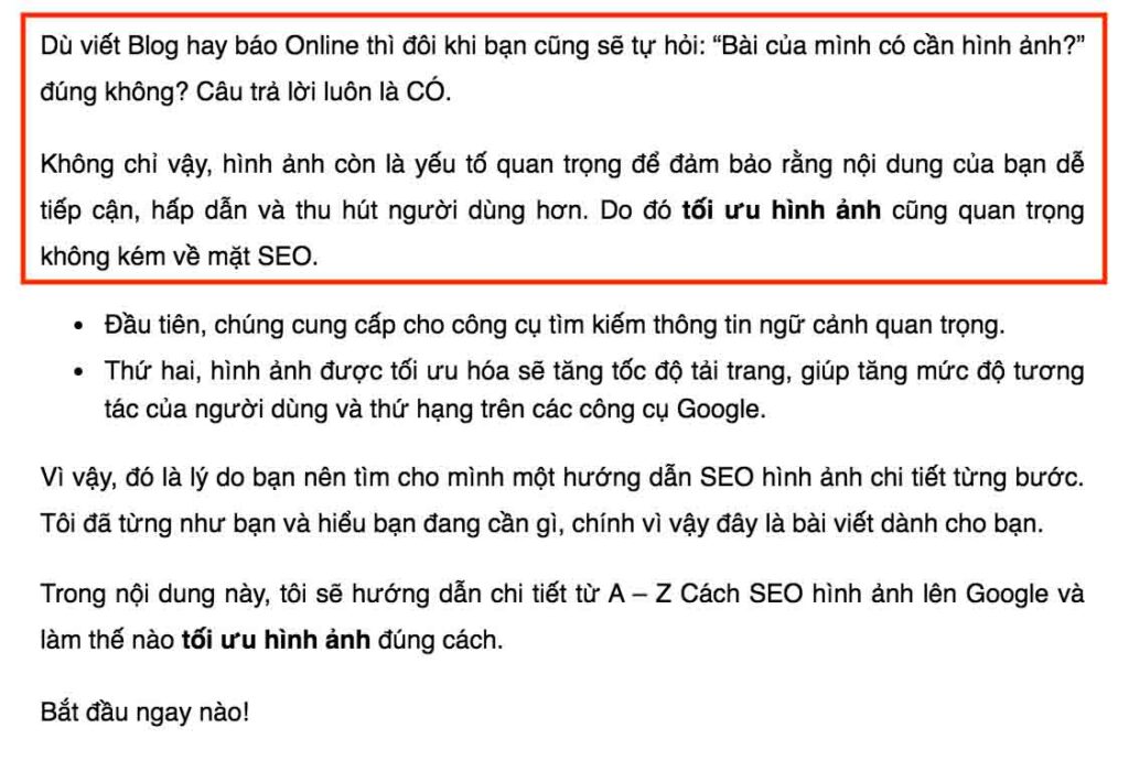 vi du bai viet chuan seo - viết bài chuẩn SEO